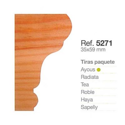 Moldura de Madera Cornisa de 35x59